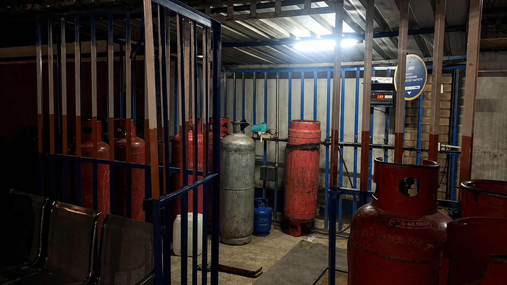 Express Energy LP Gas cylinders in the secured filling cage
